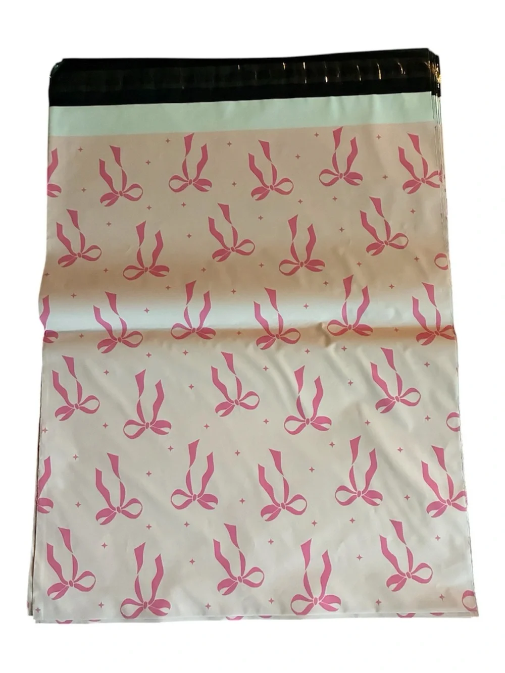 10 Count Pink Bow Pattern Polymailers